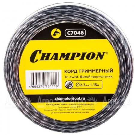 Корд триммерный Champion Tri-twist 2.7мм, 15м (витой треугольник)  в Новосибирске