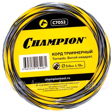 Корд триммерный Champion Tornado 3.0мм, 12м (витой квадрат)  в Новосибирске