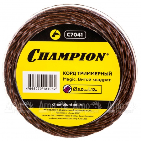 Корд триммерный Champion Magic 3мм, 12м (витой квадрат)  в Новосибирске
