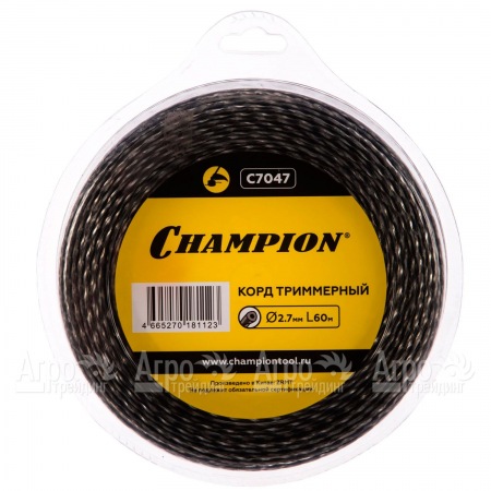 Корд триммерный Champion Tri-twist 2.7мм, 60м (витой треугольник)+нож  в Новосибирске