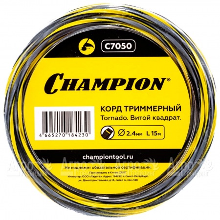 Корд триммерный Champion Tornado 2.4мм, 15м (витой квадрат)  в Новосибирске